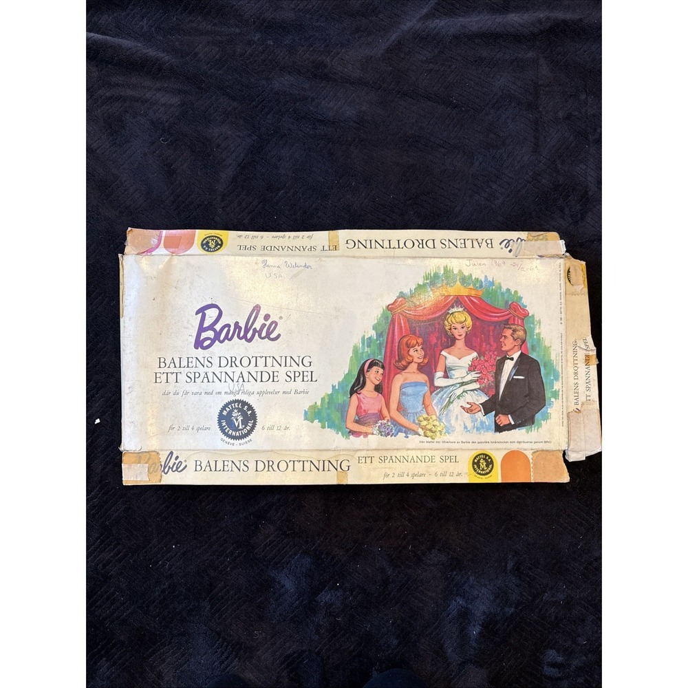 1965 Barbie Board Game SWEDISH Version Balens Drottning Ett Spannande Spel